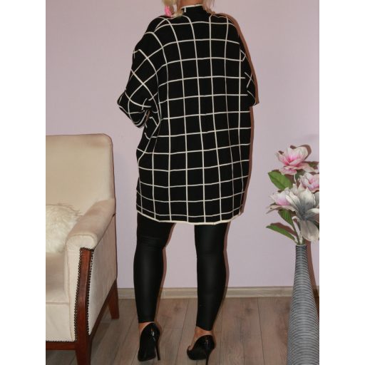 Kockás,zsebes,likrás kötött kardigán ! XL-3XL