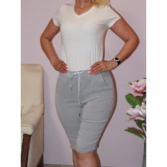 Csíkos,zsebes,gumis derekú capri nadrág!  L-XL