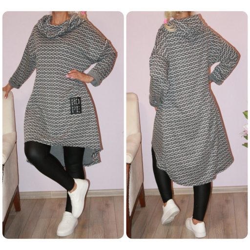Mintás,kámzsás,kapucnis, hátulja hosszabb tunika!   L-XL