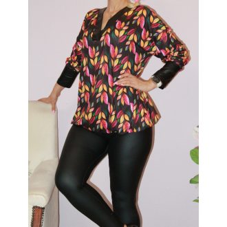   Levél mintás,latex betétes,V nyakú,gumis aljú felső!  L-XXL