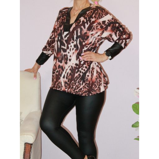Ocelot mintás,latex betétes,V nyakú,gumis aljú felső!  L-XXL