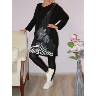 Rózsás ,cipzár díszítéses,zsebes tunika/ruha !  XL-XXL