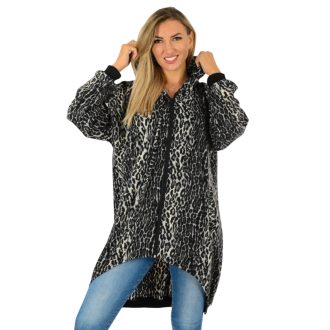   Leopárdos,zsebes,cipzáras,hátulja hosszabb kardigán!  XL-XXL