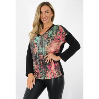   Mintás,V nyakú,denevérujjas,latex betétes felső!   L-XXL