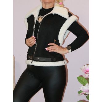 Zsebes,cipzáras,irha mellény ! fekete L-XL