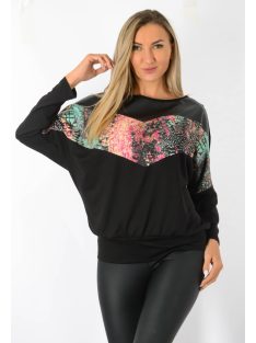   Mintás,passzés aljú,bőrbetétes,denevérujjas felső!   L-XXL