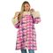 Mintás,szőrmés,zsebes,gyapjú kabát!  pink-lila L-XL
