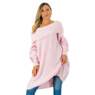 Vállra húzható,kötött tunika! rózsaszín  L-3XL