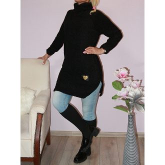 Garbós,puhaanyagú,oldala felsliccelt tunika! fekete S-L