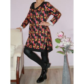 Levél mintás,zsebes,kapucnis tunika!  XL-XXL