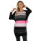 Csíkos,denevérujjas,latex betétes tunika! fekete-pink L-XL