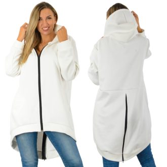   Cipzáras,zsebes,hátulja hosszabb kapucnis felső! fehér L-XXL