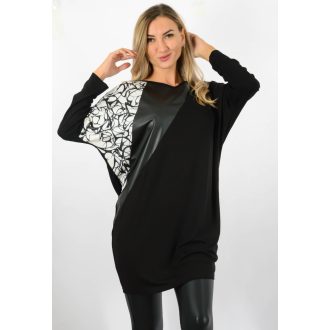   Mintás,denevérujjas,latex betétes tunika! fekete-fehér  L-XL