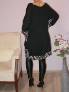 Mintás,denevérujjas,bőr betétes tunika! fekete-fehér 3XL-4XL