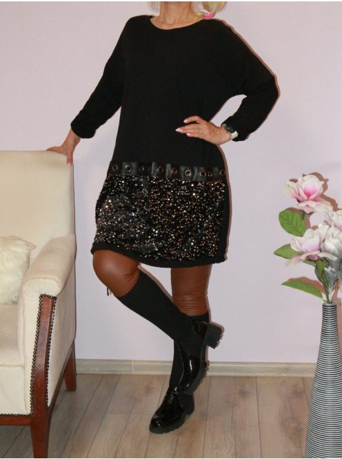 Flitteres,bőrbetétes  tunika!  L-XXL
