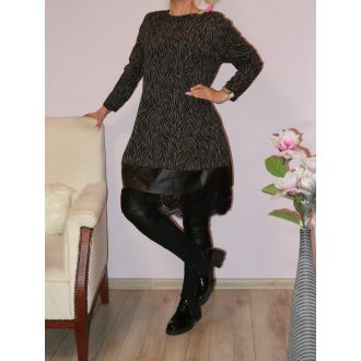   Mintás,A vonalú,csillámos,csipkés aljú,bőrbetétes tunika/ruha!  L-XL