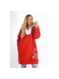 Egérkés,kapucnis,zsebes,vastag tunika! piros M-XL