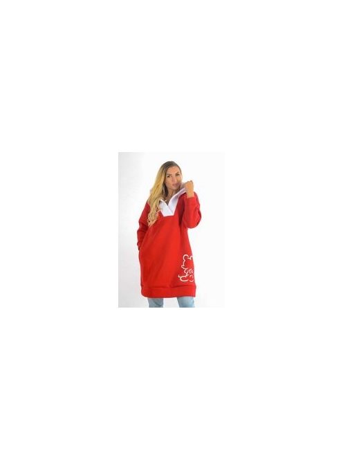 Egérkés,kapucnis,zsebes,vastag tunika! piros M-XL