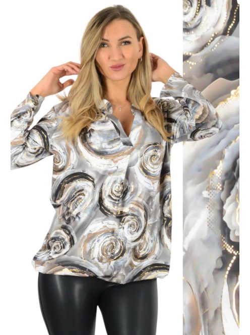 Mintás, ingfazonú ,gumis aljú felső!  szürke-bézs L-XXL