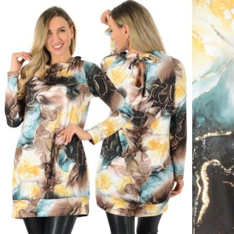 Márvány mintás,nyaknál kötős tunika/ruha! L-XL
