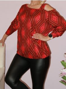 Rombusz mintás,nyitott vállú,gumis aljú felső!  L-XXL