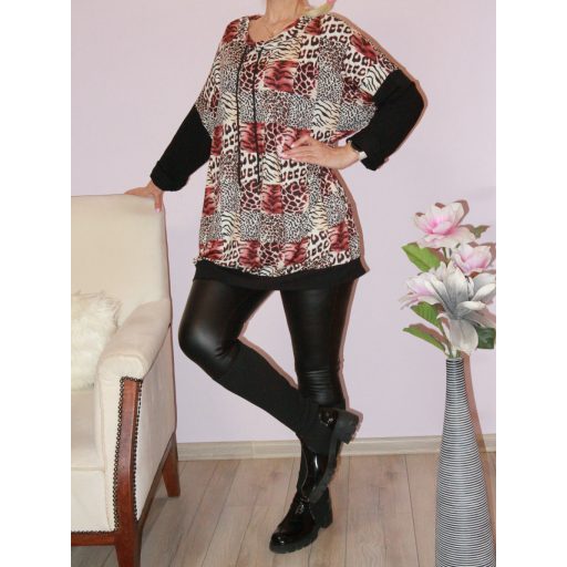 Ocelot mintás,húzott nyakú,zsebes felső! XXL-3XL