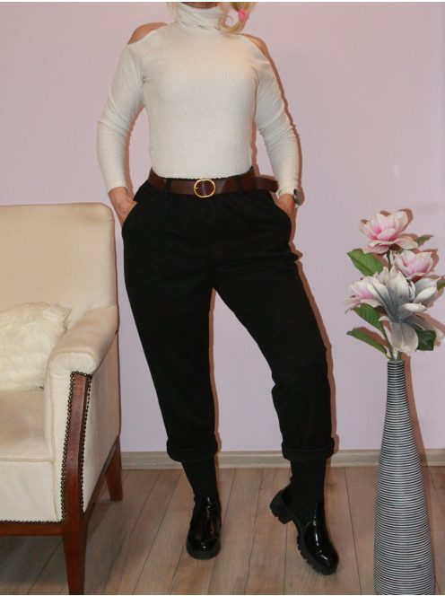 Öves,puhaanyagú,zsebes ,gumis derekú nadrág ! fekete L-XL