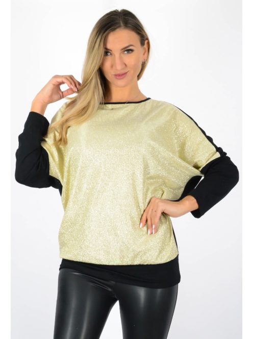 Csillámos,denevérujjas ,passzés aljú felső! arany  L-XL