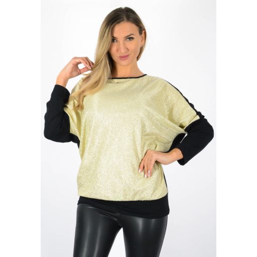 Csillámos,denevérujjas ,passzés aljú felső! arany  L-XL