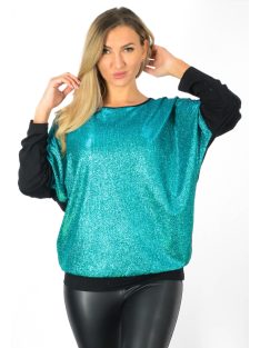 Csillámos,denevérujjas ,passzés aljú felső! zöld  L-XL