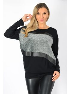 Csillámos,bőrbetétes,passzés aljú felső! ezüst L-XL