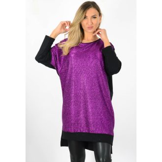   Csillámos,denevérujjas, kétoldalt felsliccelt tunika! püspöklila XL-2XL
