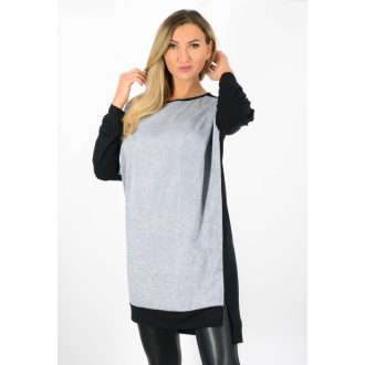   Csillámos,denevérujjas, kétoldalt felsliccelt tunika! ezüst XL-2XL