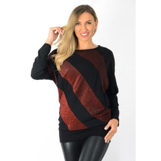 Csillámos lurexbetétes,passzés aljú felső! bordó L-XL