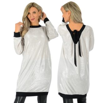  Csillogós,V nyakú,kétféleképpen hordható,denevérujjas tunika! ekrü L-XXL