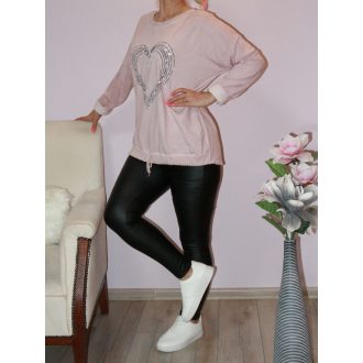 Szívecskés alja kötős felső! púderrózsaszín L-XL