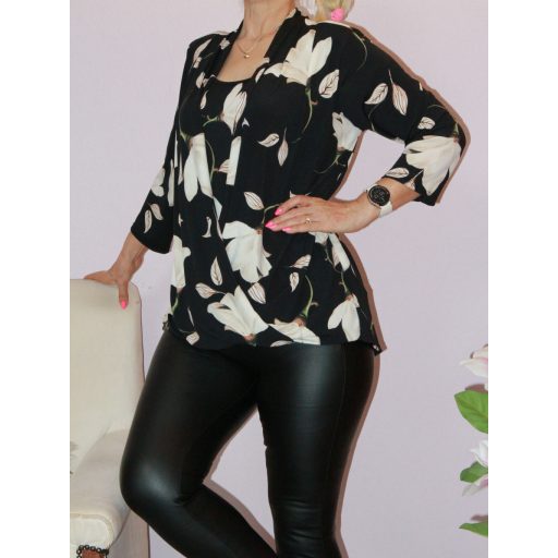 Átlapolt,magnólia mintás felső ! L-XXL