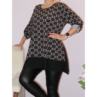 Betű mintás,A vonalú tunika ! fekete-fehér L-XXL