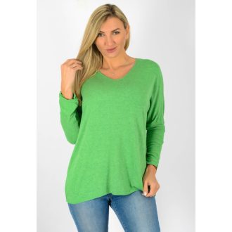   V kivágású,vékony kötött,denevérujjas felső ! zöld L-XXL
