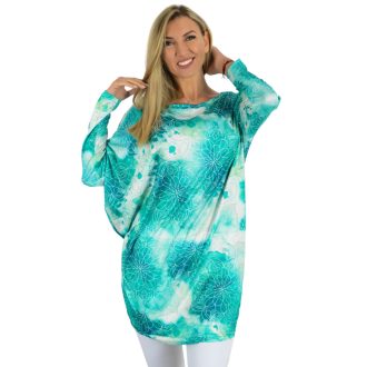 Mintás,aszimmetrikus, lenge tunika! zöld L-XXL