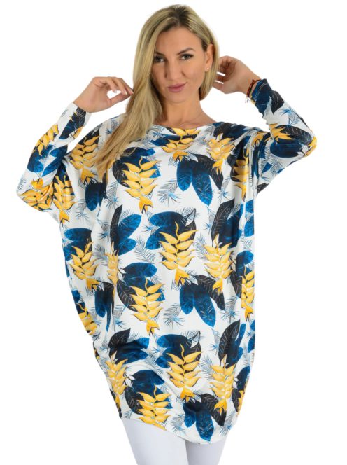 Levél mintás,aszimmetrikus, lenge tunika!  L-XXL