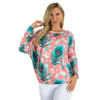 Pávatoll mintás,aszimmetrikus,gumis aljú felső ! L-XXL