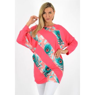 Pávatollmintás betétes,denevérujjas tunika !  L-XL
