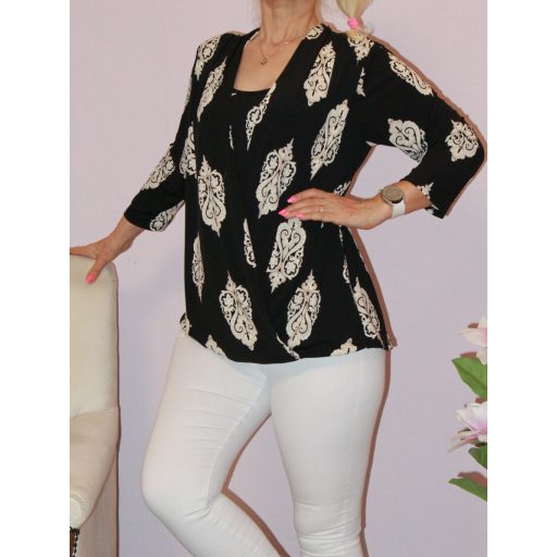 Átlapolt népi motívumos felső ! L-XXL
