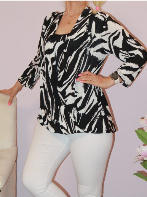 Átlapolt  mintás felső ! fekete-fehér L-XXL