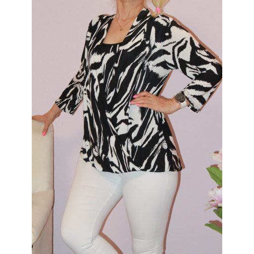 Átlapolt  mintás felső ! fekete-fehér L-XXL