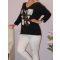 Szívecskés,mintás,V nyakú felső! fekete L-XXL