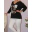 Szívecskés,mintás,V nyakú felső! fekete L-XXL
