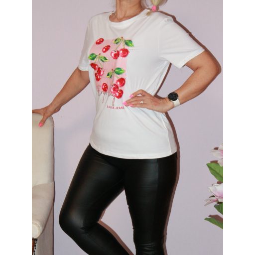 Cseresznyés,strasszos póló! M-L