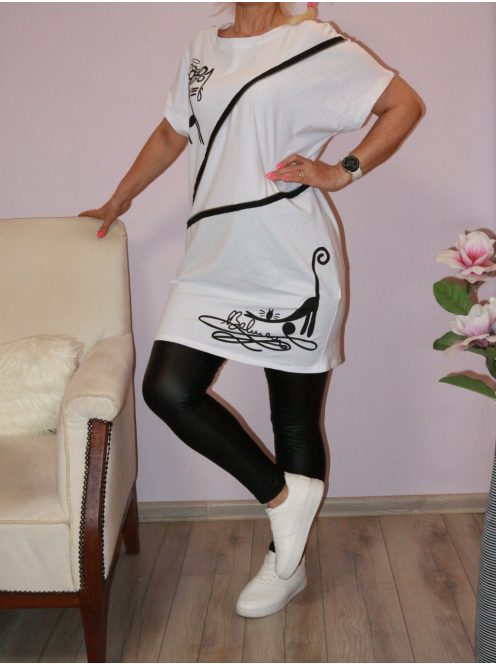 Cicás,cipzárdíszítéses tunika! fehér L-XL